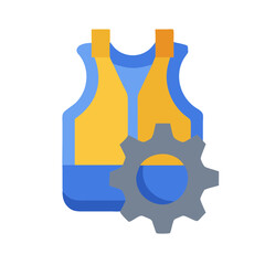 Construction worker's vest and gear icon symbol