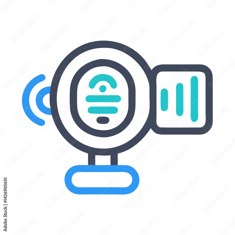 Poster modern iot device icon with wireless connectivity and signals