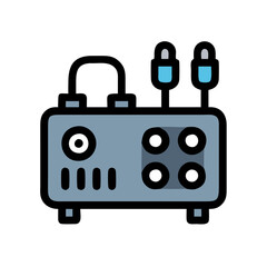 Audio mixing console with connectors vector illustration, studio