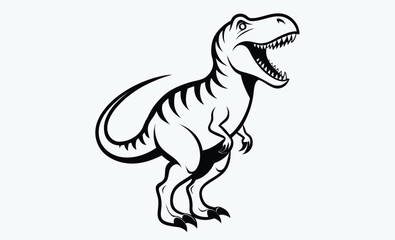 Tyrannosaurus silhouette, dinosaur vector icon, black t rex shape, prehistoric animal design