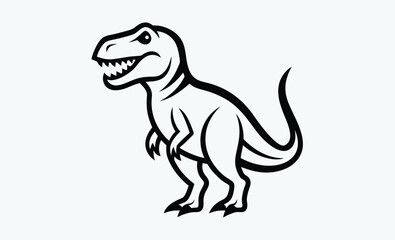 Tyrannosaurus silhouette, dinosaur vector icon, black t rex shape, prehistoric animal design