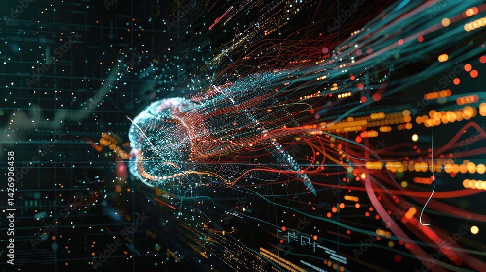 Poster this image illustrates the dynamic interplay of big data and artificial intelligence, showcasing vib