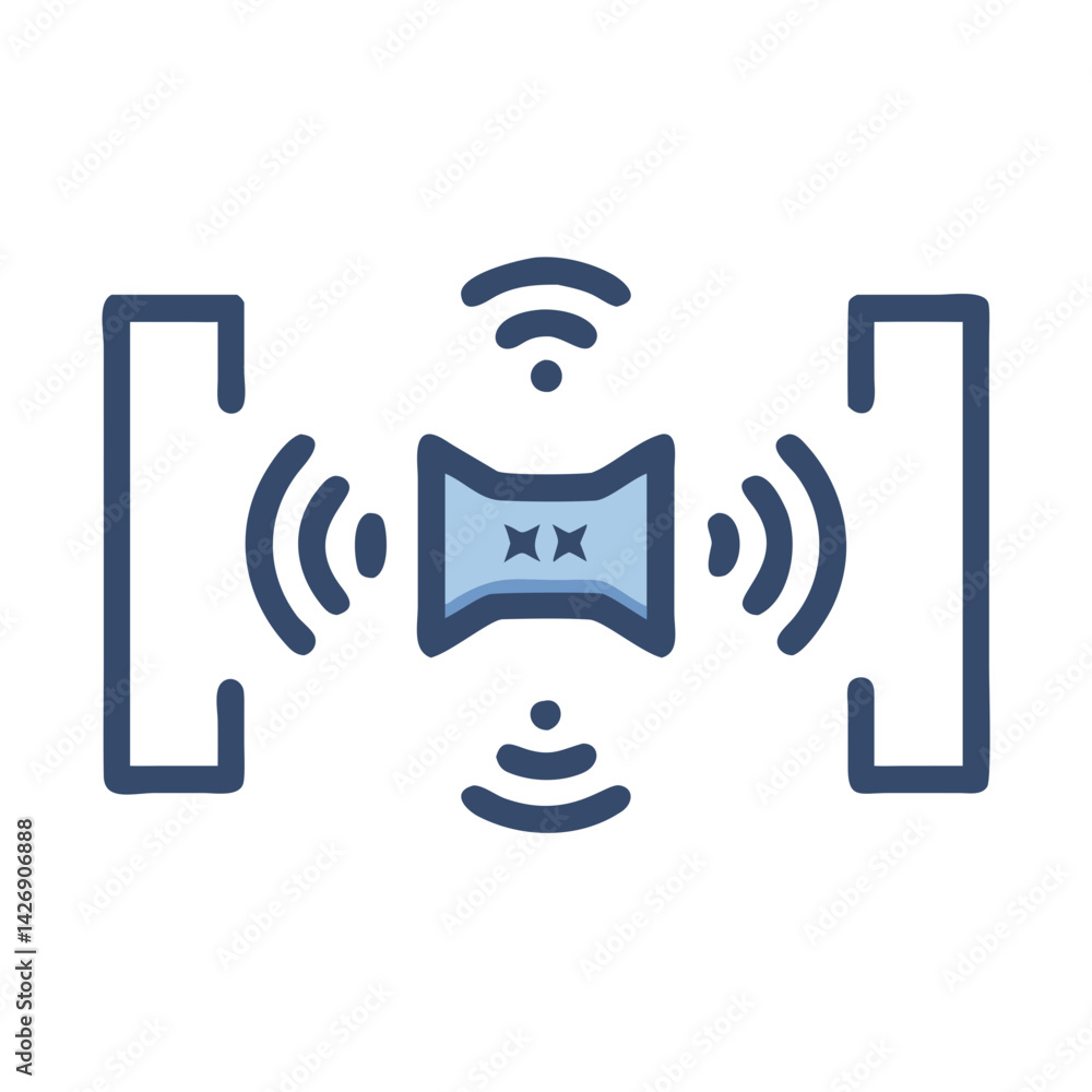 Poster smart home device sending signals on black background
