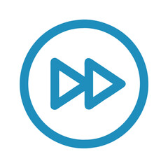 Blue rewind icon on black background illustration