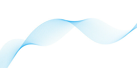 Abstract vector background with blue wavy lines. Blue wave background. Blue lines vector illustration. Curved wave. Abstract wave element.	