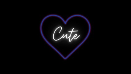 Blue and White neon Heart Icon isolated on black background