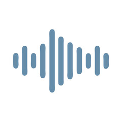 Audio Waveform, Hand Drawn, Blue Icon, Isolated on Black