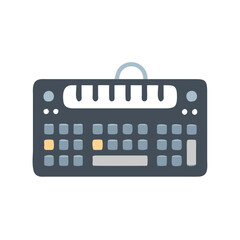 Naklejka premium Retro-style synthesizer keyboard on black background illustration