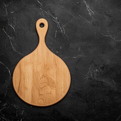 Elegant Wooden Cutting Board with Contemporary Design on Dark Stone Surface