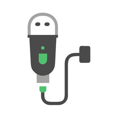 USB Microphone Flat Icon Illustration on Black Background