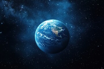 Naklejka premium View of Earth from a space station orbiting the planet in the vastness of outer space, space station in space orbiting the globe