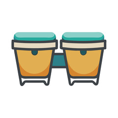 Bongo Drums Illustration: Two Percussion Instruments with Teal Accents