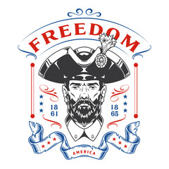 Naklejka premium Vintage patriotic design featuring a soldier