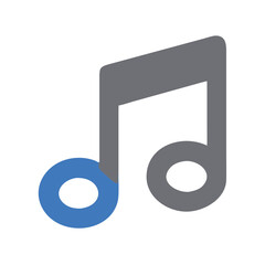 Blue and Gray Music Note Symbol on Black Background