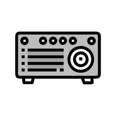 Minimalist grey radio on black background isolated design