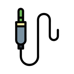 Audio jack connector icon with cable illustration isolated
