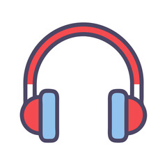 Modern Headphones Icon on Black Background, Music Technology