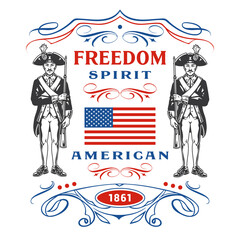 Historical soldiers in freedom design