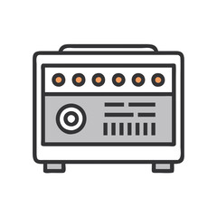 Retro Amplifier Illustration for Music, Sound, and Instruments
