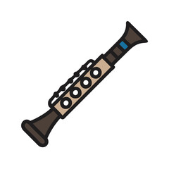 Cartoon Clarinet Illustration: Musical Instrument on Black Background