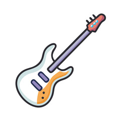 Cartoon Bass Guitar with Orange and Black Body