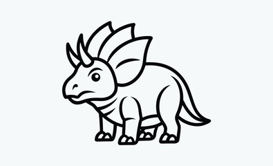 Triceratops silhouette, This image shows a black silhouette of a triceratops, a prehistoric dinosaur known for its three horns and frilled head. Vector clipart illustration design.