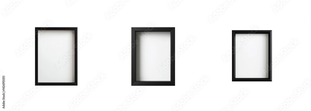 Poster empty black picture frames in rectangular shapes 3d