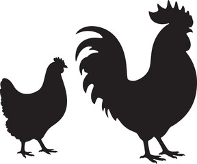 Black And White Chicken Silhouette