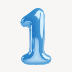 Fototapeta premium Number one blue 3D balloon illustration