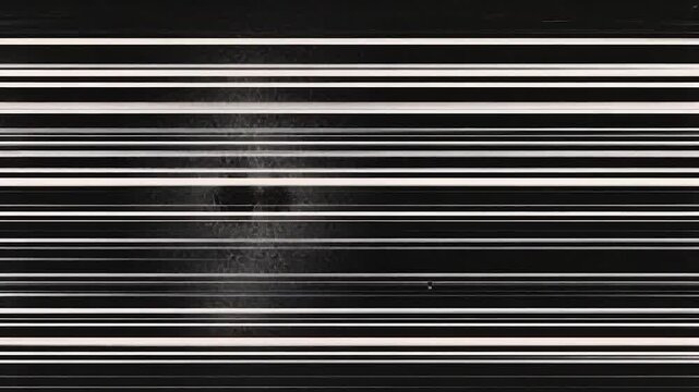 Abstract black and white striped corrugated metal shows an industrial iron pattern texture on its surface