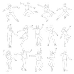 Crowd of people silhouette, cheerful fans people. Big event, concert or sport. Vector illustration