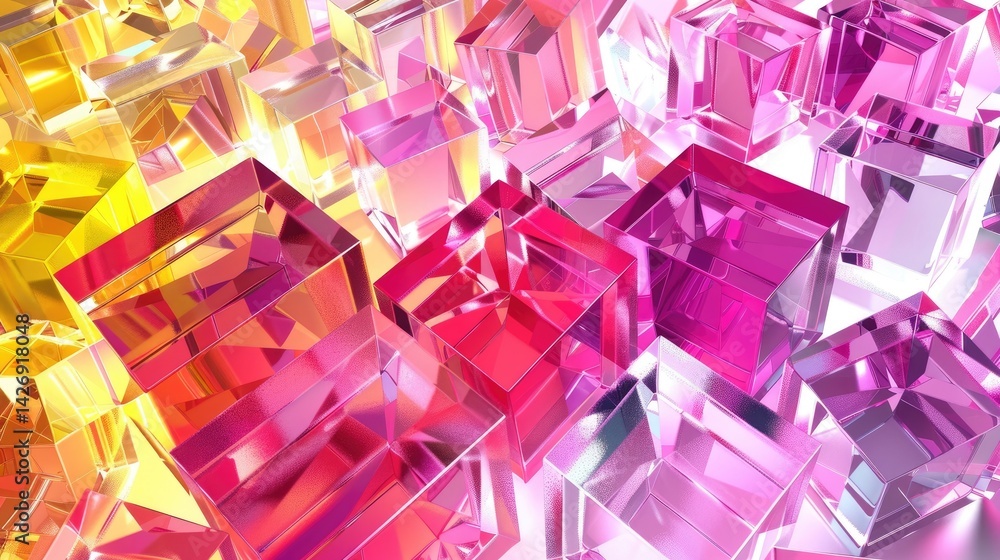 Poster a vibrant array of colorful transparent cubes creates an eye-catching pattern, showcasing a modern a