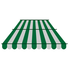 Awnings with color stripes. Vector cafe, shop or store roof canopy striped tents isolated set,  Tent with white and green stripes for market. Vector, eps10 66