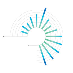 Innovative radial hierarchy infographic showing performance metrics and structured segmentation in a circular progression