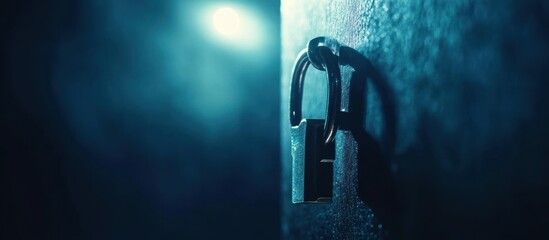 Mysterious padlock in shadows, a symbol of security and secrets