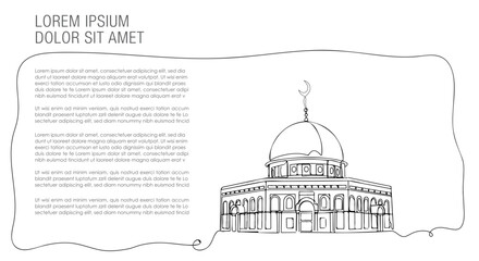 Al-Aqsa Mosque. Qibli Mosque. Vector illustration. Islamic Palestine historic landmarks and sightseeing. Vector illustration.