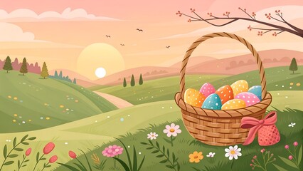 cute easter egg background image a vibrant baske