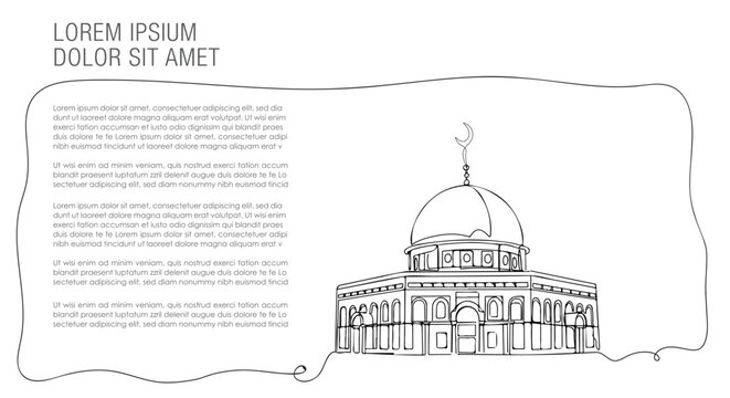 Al-Aqsa Mosque. Qibli Mosque. Vector illustration. Islamic Palestine historic landmarks and sightseeing. Vector illustration.