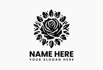 Minimalist vector black rose flower silhouettes isolated on white background for elegant botanical decor and design projects 