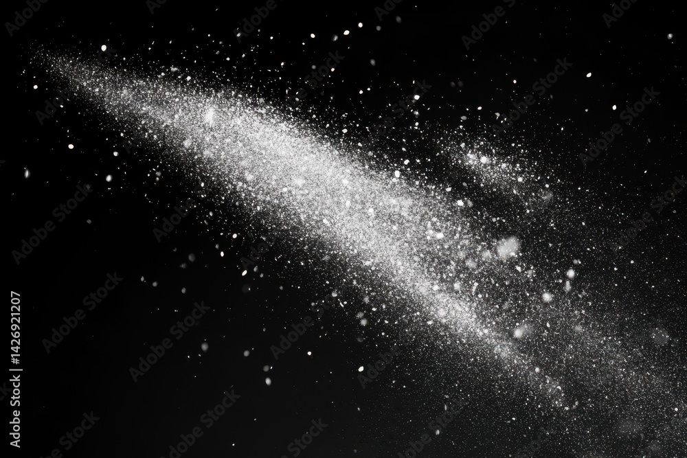 Poster Flickering particles create dynamic displays in random motion against a dark background, Flickering Particles, random motion of particles, able
