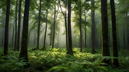 Obraz premium Green tree nature background for carbon neutrality and net zero emissions concept. Green tree captures CO2 to Sustainable green environment.