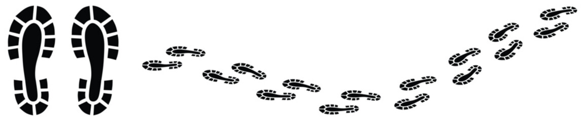 Footprint step path isolated on white background vector illustration.