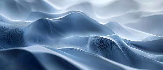 Fototapeta premium Serene Abstract Waves in Gradients of Blue and White Tones