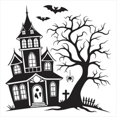 halloween house with bats