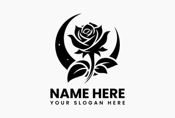 Romantic rose flower silhouettes in vector black and white style, isolated floral design for timeless beauty and artistic inspiration