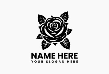 Romantic rose flower silhouettes in vector black and white style, isolated floral design for timeless beauty and artistic inspiration