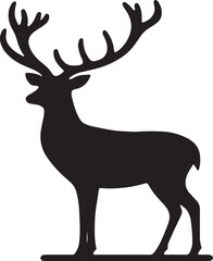 Fototapeta premium Deer Silhouette with Majestic Antlers – Elegant Wildlife Illustration in Minimalist Style