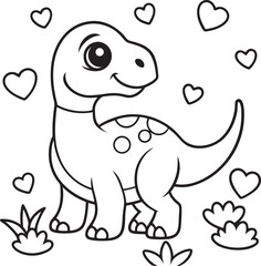 Baby dinosaur line art coloring art file