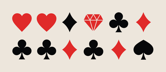 Playing Card Suits Collection Red Black Graphic Design