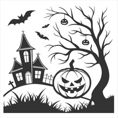 halloween pumpkin with bats